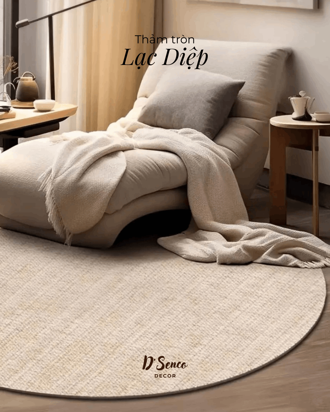 Thảm len lông cừu Lạc Diệp (tròn)
