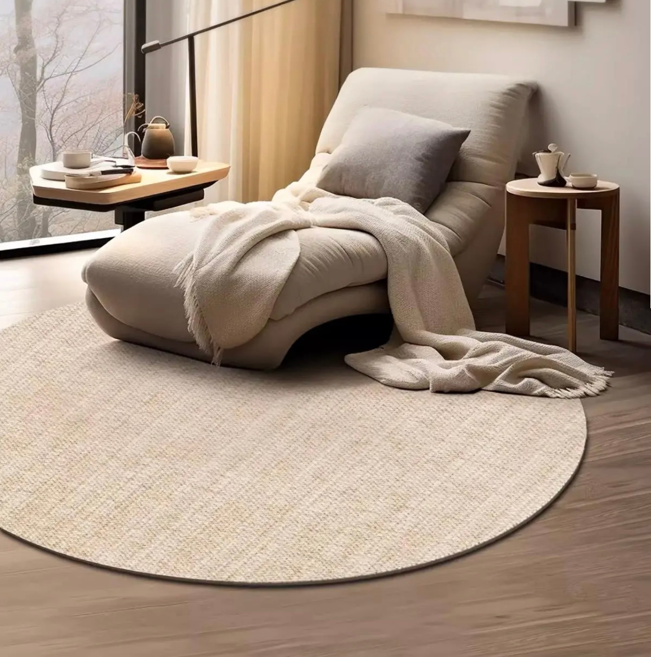 Thảm len lông cừu Lạc Diệp (tròn)